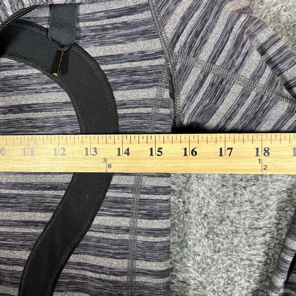 Lululemon Jacket Womens 4 Gray Striped Full Zip Scuba Hoodie Sweatshirt Athletic - Picture 5 of 7